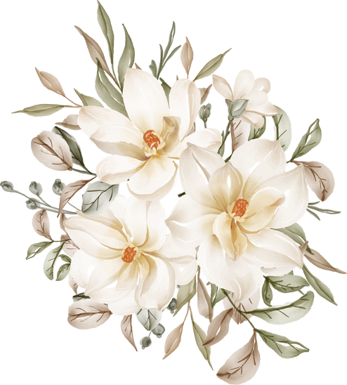 Magnolia White Watercolor Flower Arrangement