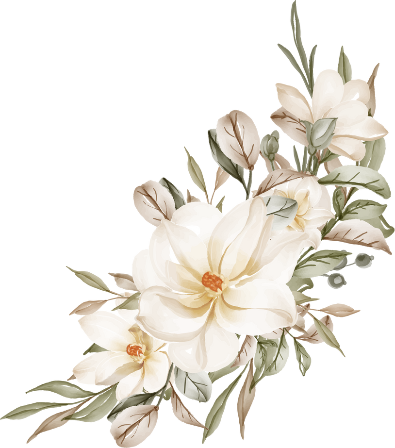 Magnolia White Watercolor Flower Arrangement