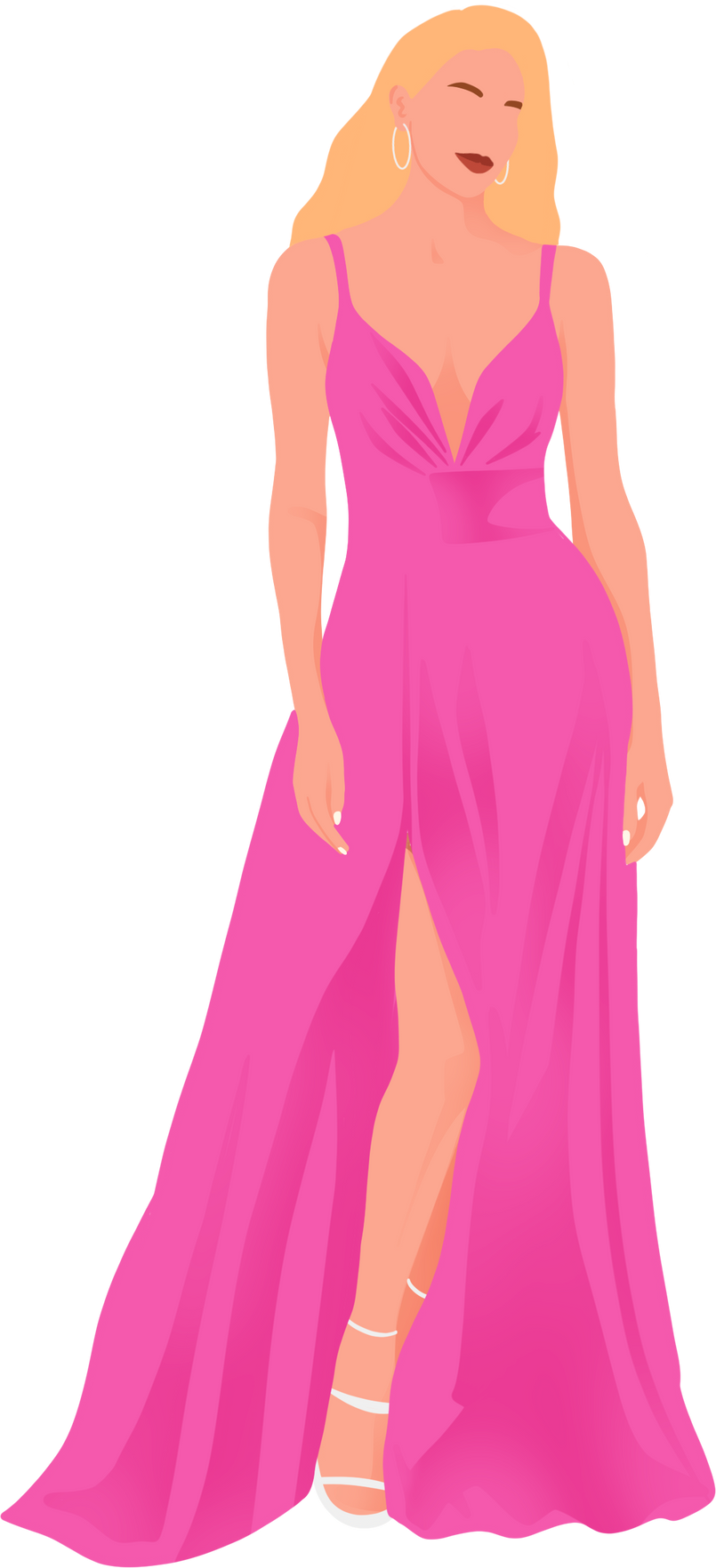 Woman in pink barbie dress